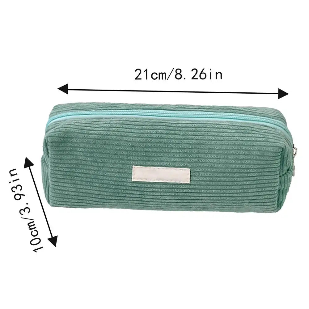 Large Capacity Corduroy Pencil Case — Multifunctional Stationery Organizer