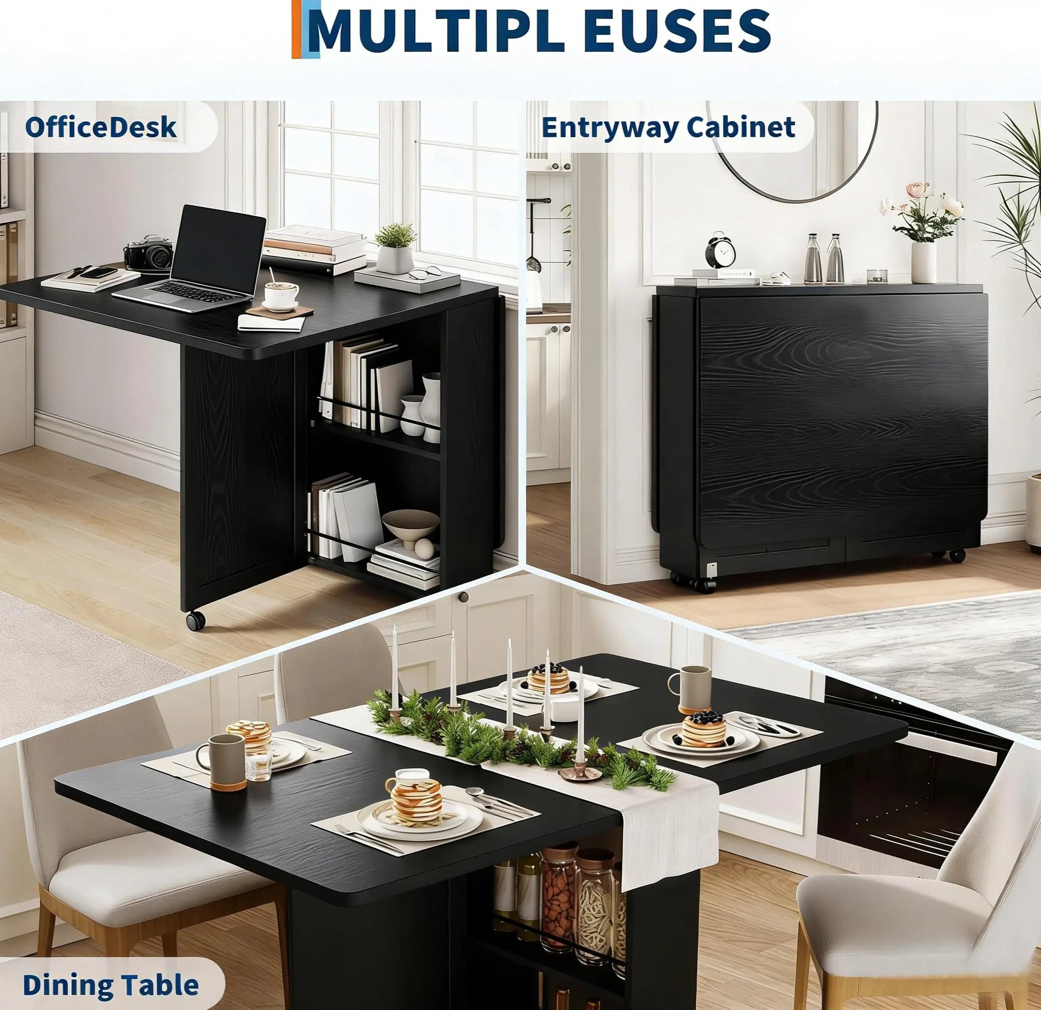 OUTWIND Folding Dining Table — Space-Saving Drop Leaf Design with Storage