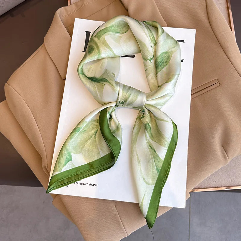 SENAIFEI Printed Silk Scarf — Luxury Square Shawl & Decorative Headband