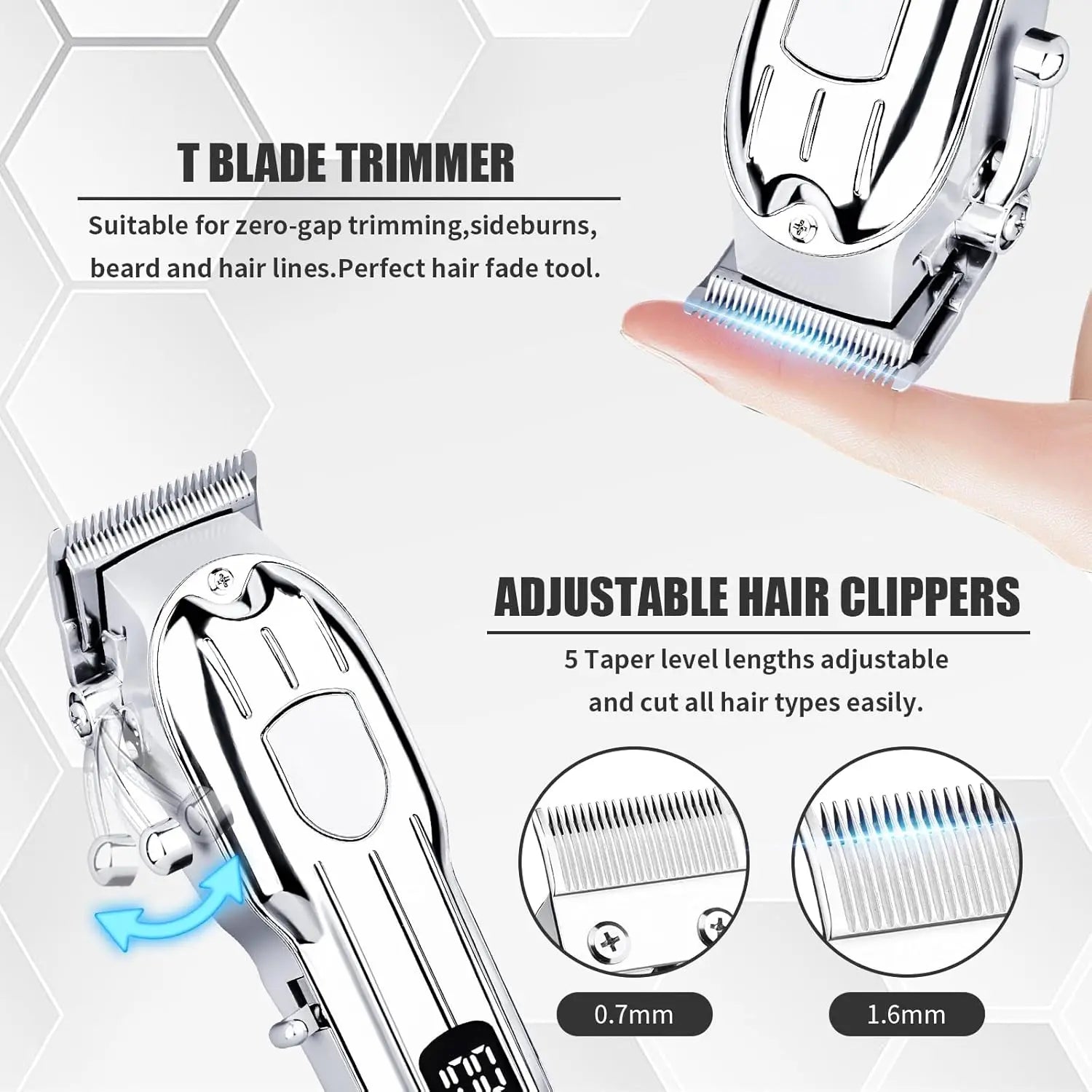 Edieu Professional Electric Hair Clippers — Cordless Trimmer Set for Men