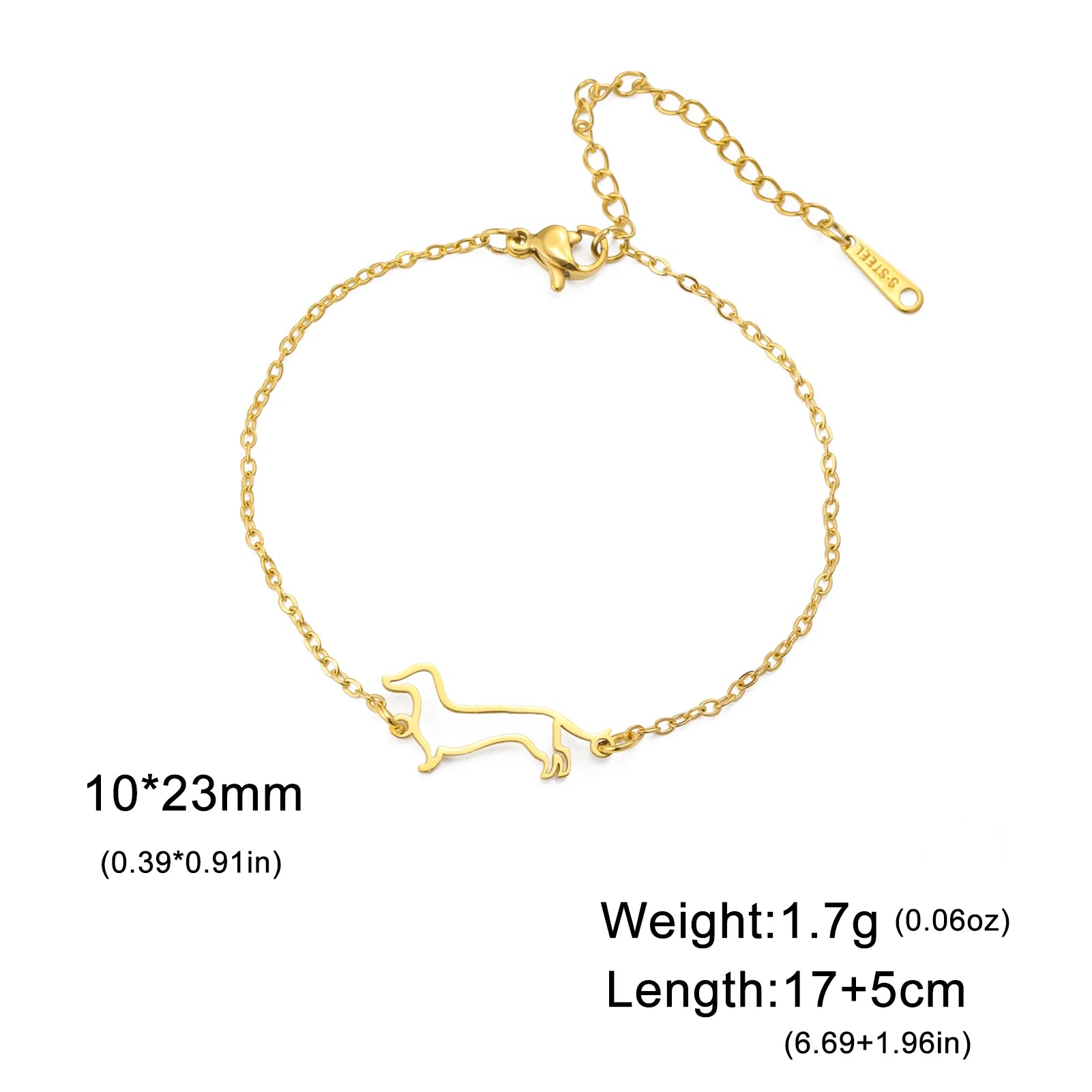 Dachshund Dog Stainless Steel Bracelet — Elegant Animal Jewelry for Women