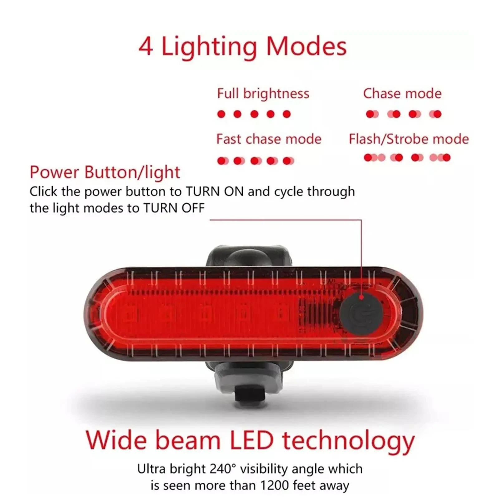 USB Rechargeable Rear Bike Tail Light — Ultra Bright LED Safety Light