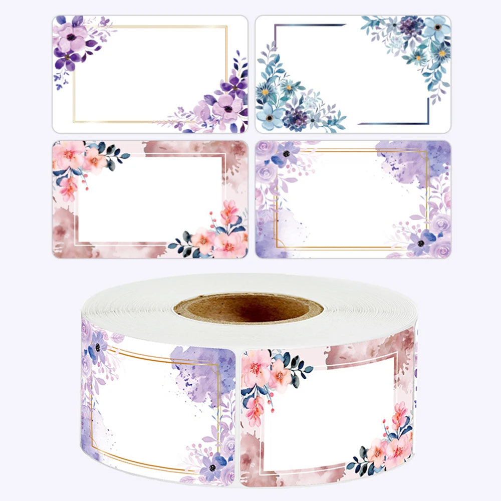 Floral Name Labels — Blank Handwritten Stickers for Kitchen & Crafts