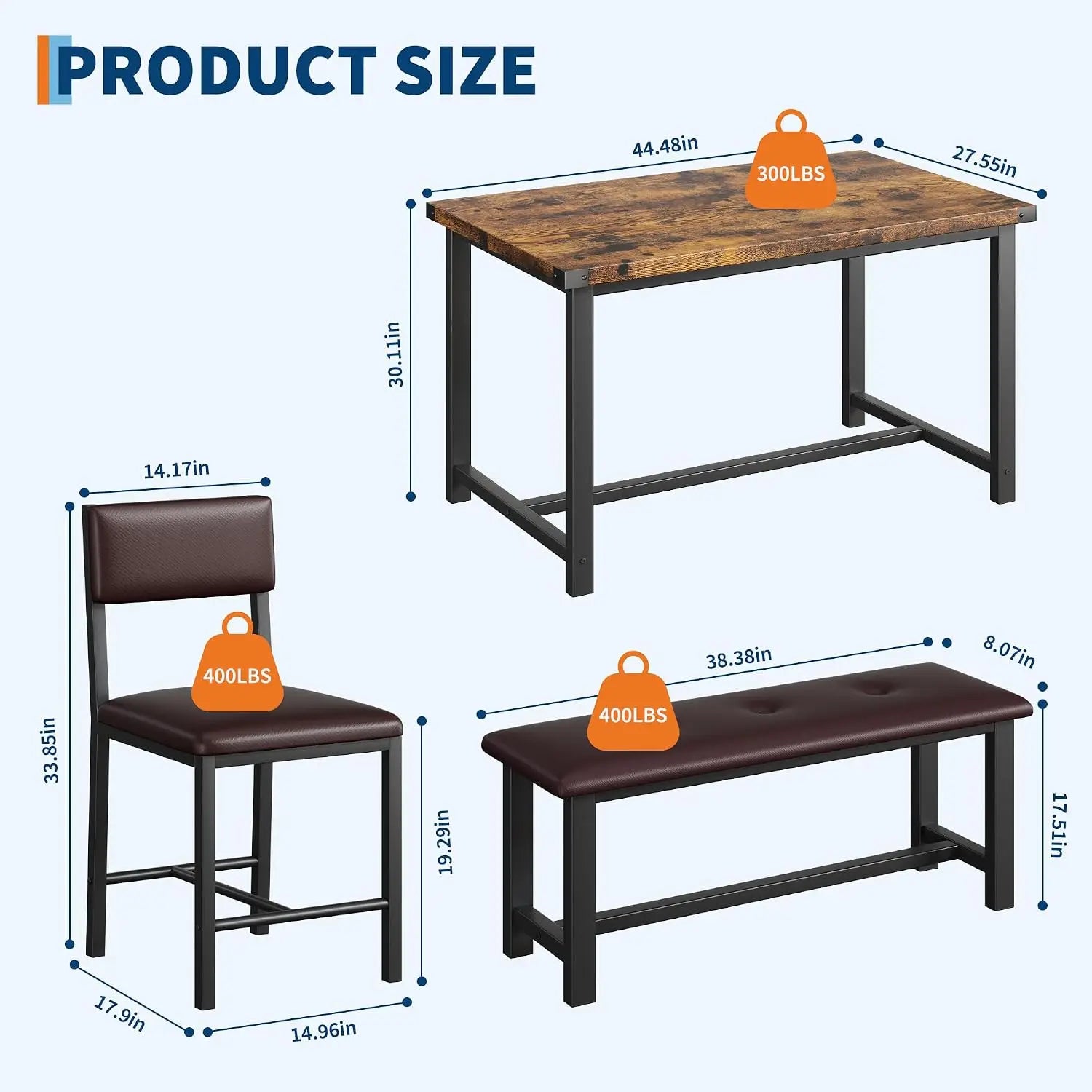 TWISTER.CK Dining Table Set for 4 — Wood Kitchen Set with Bench & Chairs