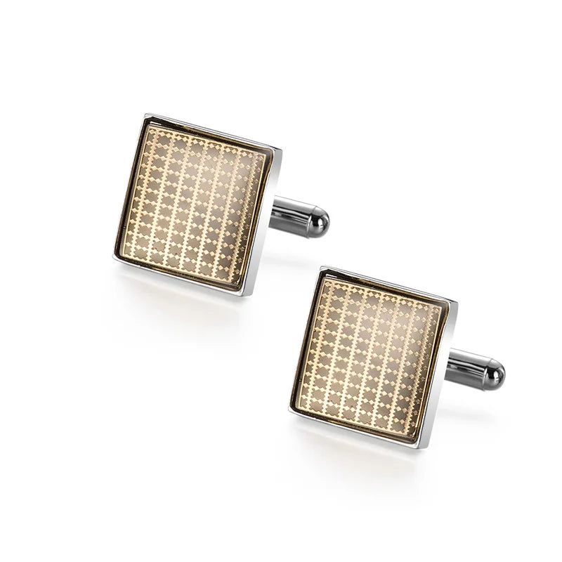 UJOY Luxury Copper Cufflinks — Elegant Round and Square Men's Jewelry Set