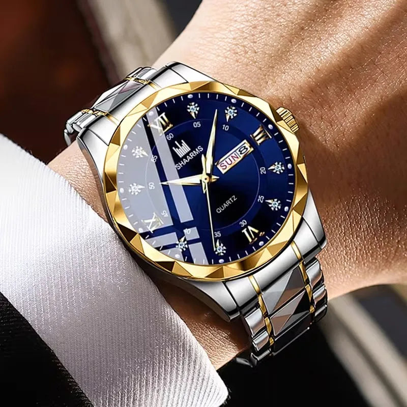 Men's Luxury Quartz Watch — Classic Business Style with Stainless Steel Strap