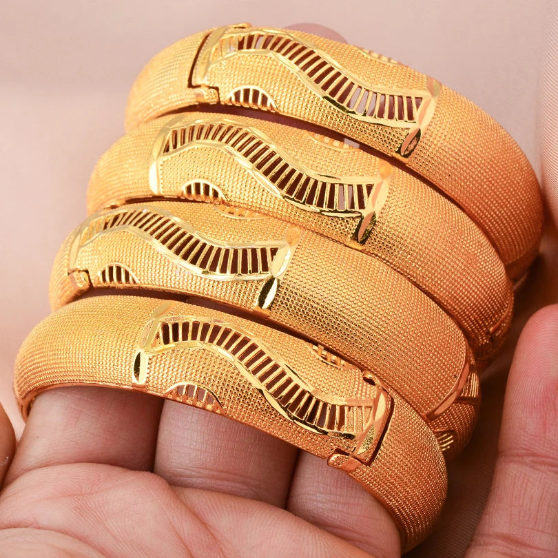 annayoyo Gold Color Bangle Set — Elegant Flower Design Jewelry for Women