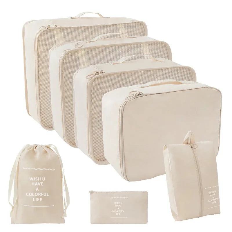7-Piece Travel Luggage Organizer Set — Foldable Suitcase Packing Cubes