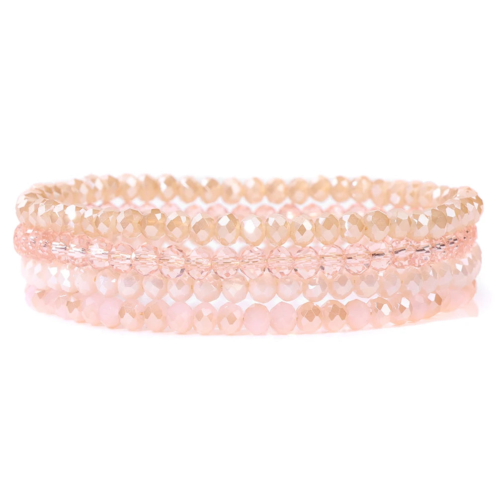 vinswet Crystal Bead Bracelet Set — Elegant Gold Tone Jewelry for Women