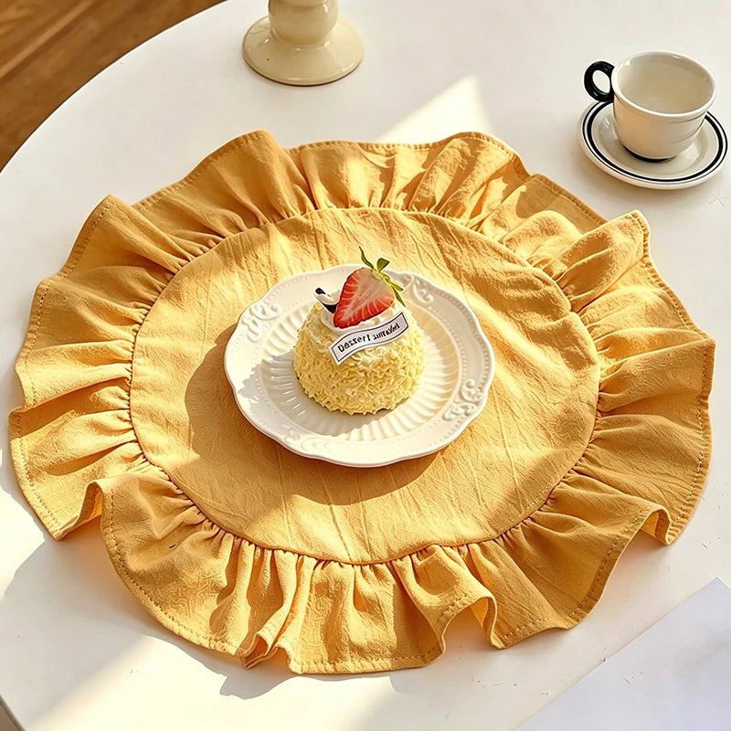 Cotton Ruffle Placemats and Napkins — Elegant Table Decor for Dining
