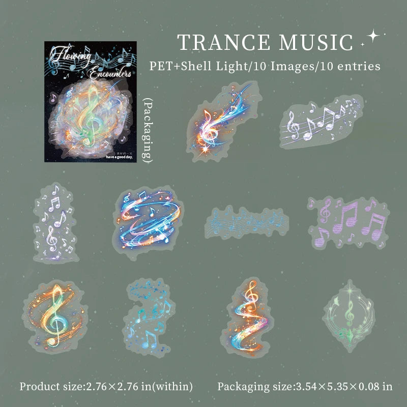 Fish and Butterfly Music Note Stickers — 10 Sheet Set for Scrapbooking