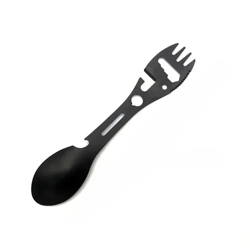 Stainless Steel Camping Utensils Set — 5-in-1 Outdoor Survival Cutlery