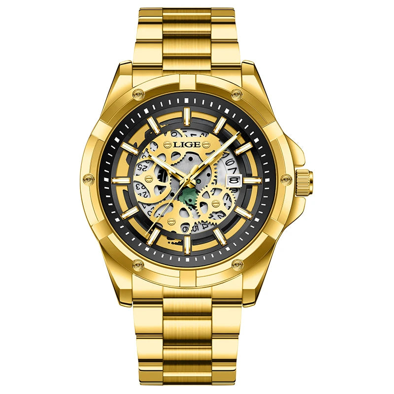 LIGE Business Men's Watch — Waterproof Chronograph with Luminous Hands