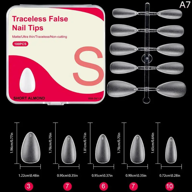 100PCS Clear False Nail Tips — Full Cover Press-On Extensions