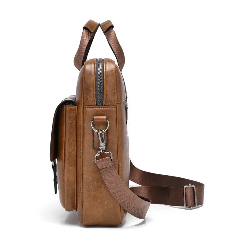 Men's PU Leather Business Briefcase — Professional Messenger Bag for Laptop & Files