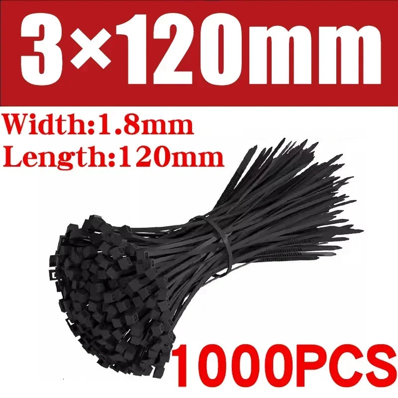 Nylon Cable Tie Set — Self-Locking Plastic Zip Wraps for Wire Management