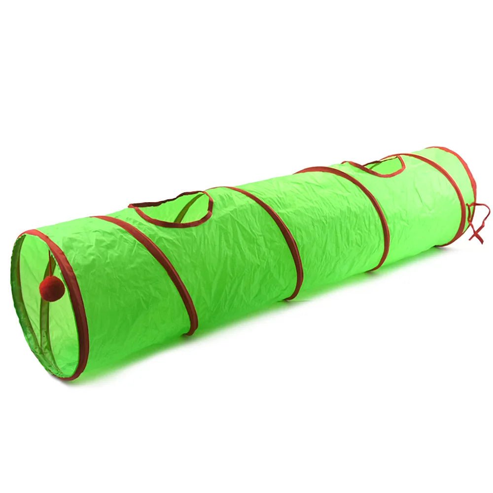 Christmas Cat Tunnel Toy — Foldable Interactive Play Tube for Kittens