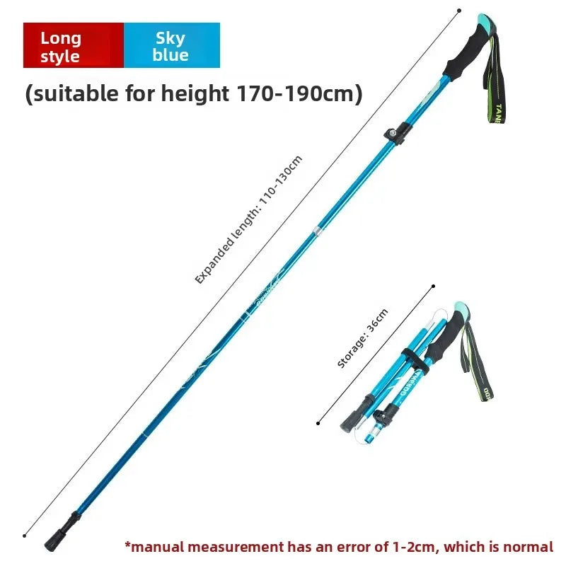 Aluminum Alloy Folding Hiking Stick — Lightweight Retractable Walking Pole