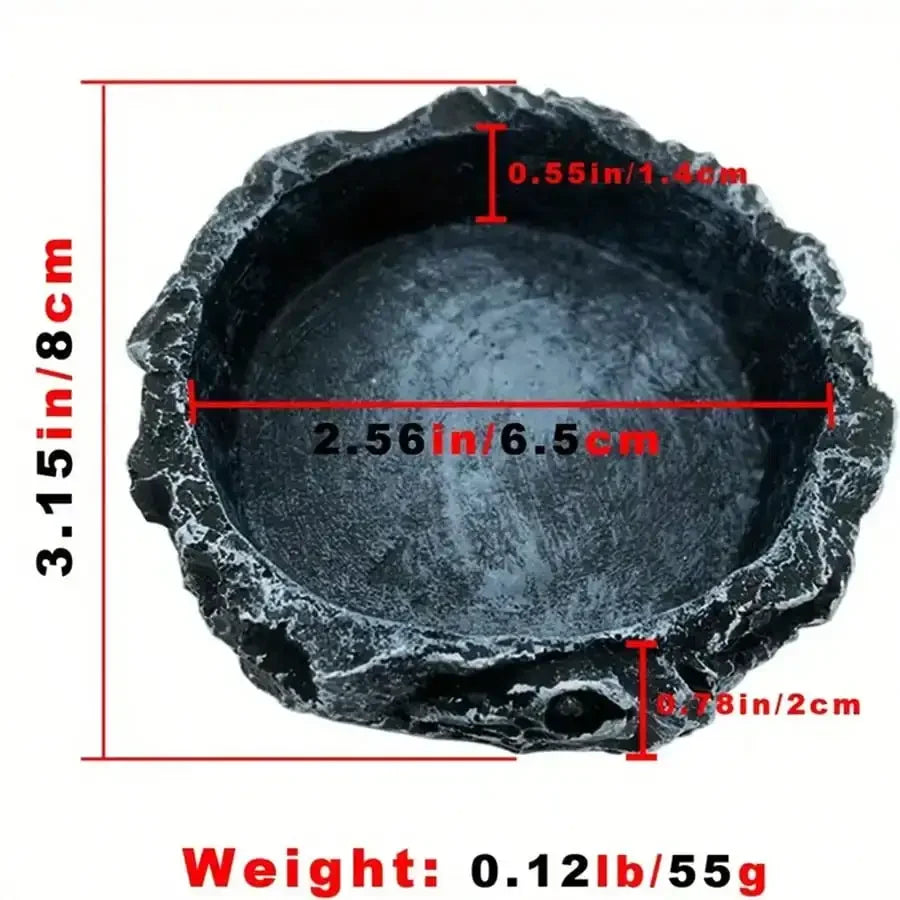 Realistic Stone Reptile Feeding Bowl — Natural Look Water & Food Dish