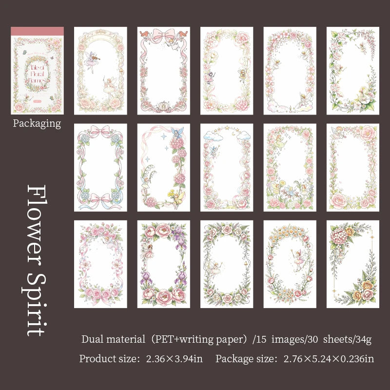 Flower Border Sticker Sheets — Decorative Scrapbooking Material for Journals