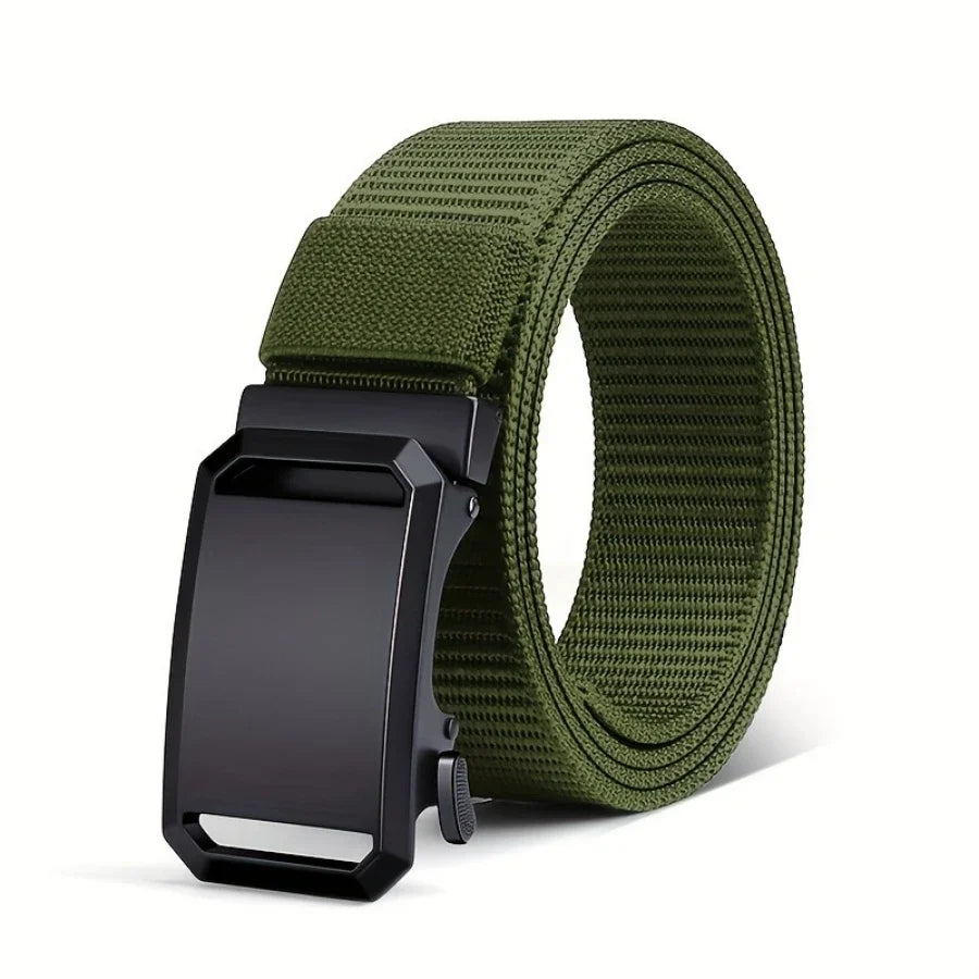 Men's Canvas Tactical Belt — Automatic Buckle for Workwear & Outdoor Use