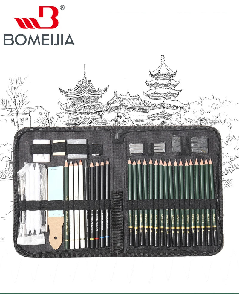 Professional 42-Piece Sketching Set — Complete Art Supplies Kit with Carry Case