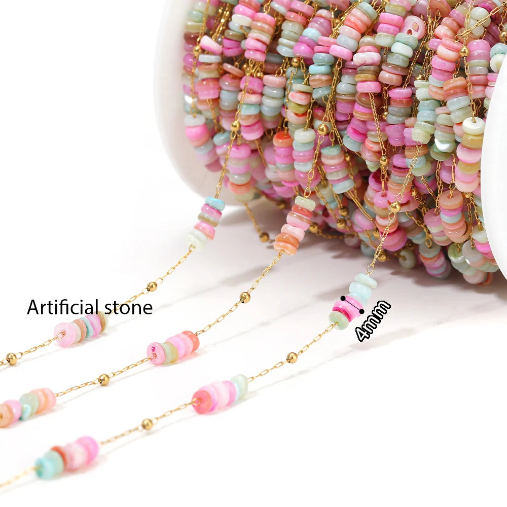 Semitree Enamel Twisted Bead Chain — 1 Meter Stainless Steel Jewelry Wire