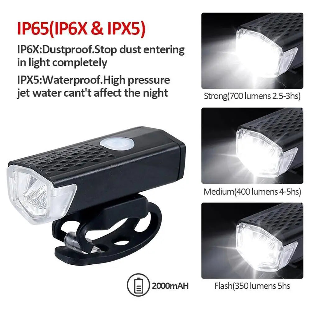 Rechargeable Bicycle LED Light Set — High Brightness Front and Rear Cycling Lamps