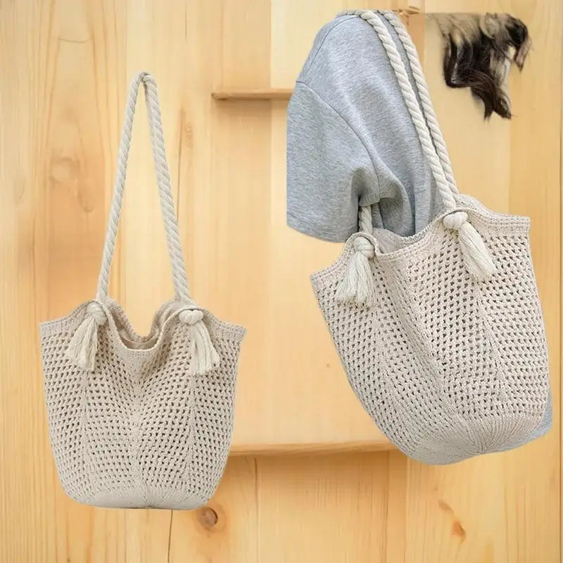 Women's Knitted Crochet Tote Bag — Large Capacity Summer Shoulder Bag