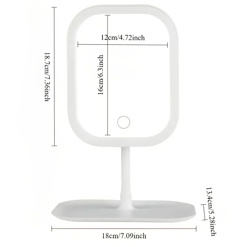 LED Makeup Vanity Mirror — Dimmable Touch Screen & 270-Degree Rotation