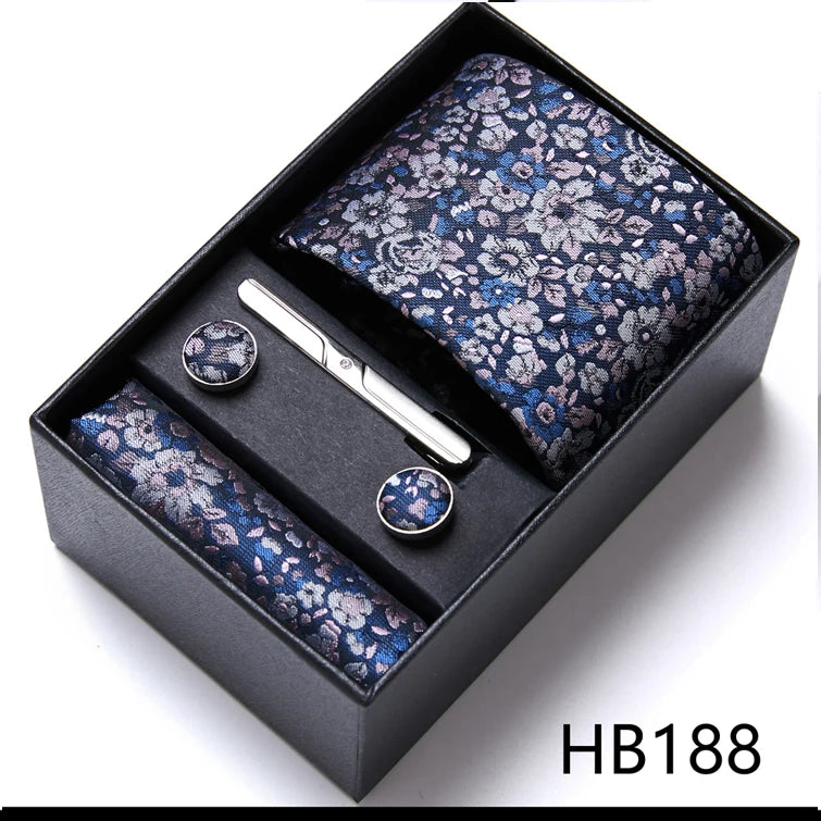 VanGise Men's Necktie Set — Business Tie, Cufflinks, and Pocket Square Kit
