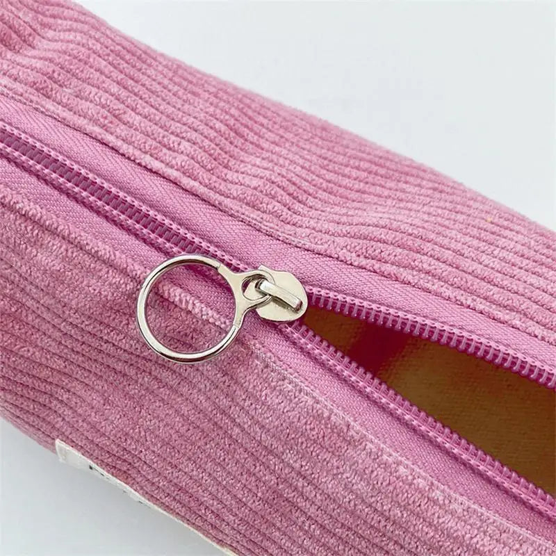Large Capacity Corduroy Pencil Case — Multifunctional Stationery Organizer