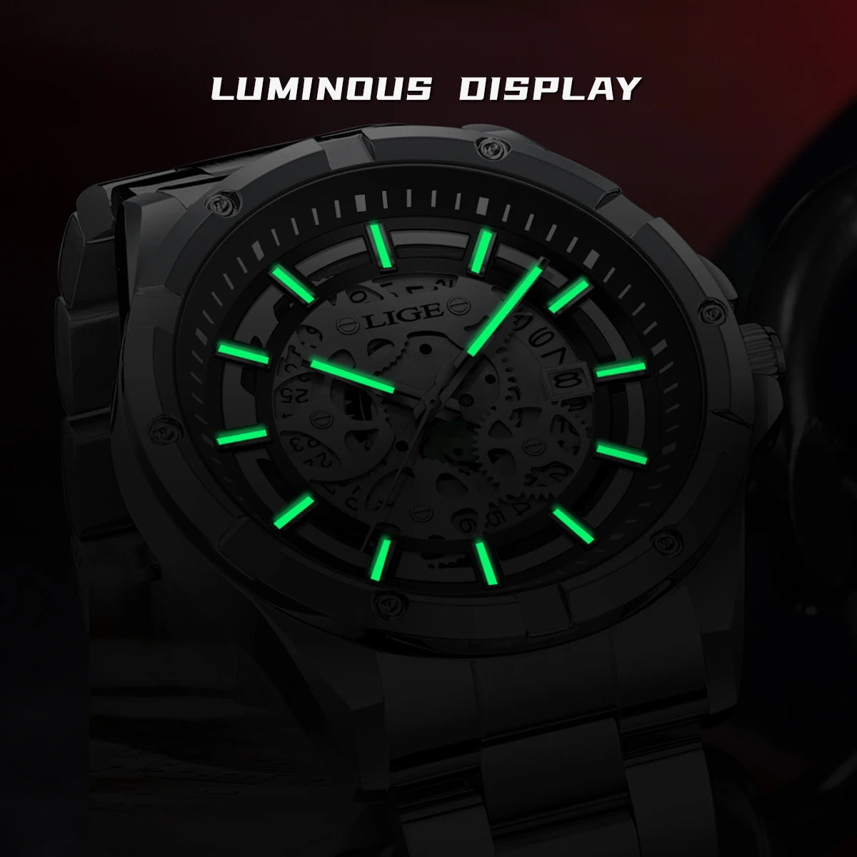 LIGE Business Men's Watch — Waterproof Chronograph with Luminous Hands