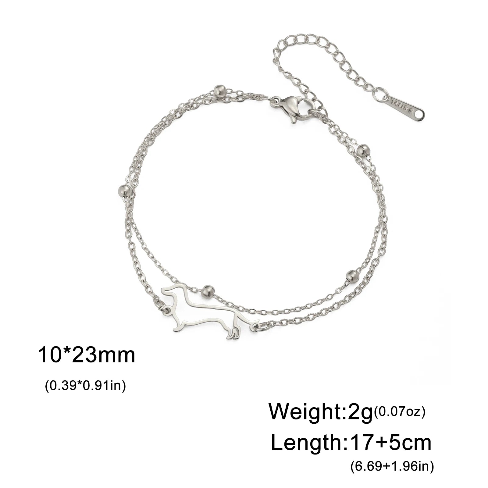 Dachshund Dog Stainless Steel Bracelet — Elegant Animal Jewelry for Women