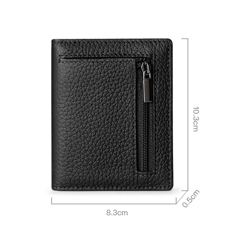 Okli-Rsoe Men's Genuine Leather Wallet — Slim Magnetic Money Clip & Coin Pocket