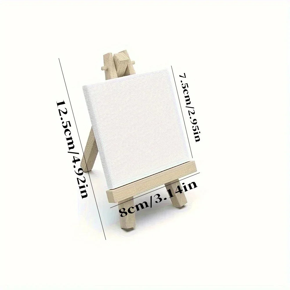Mini Canvas and Easel Set — Blank Stretched Canvases for Art and Decor