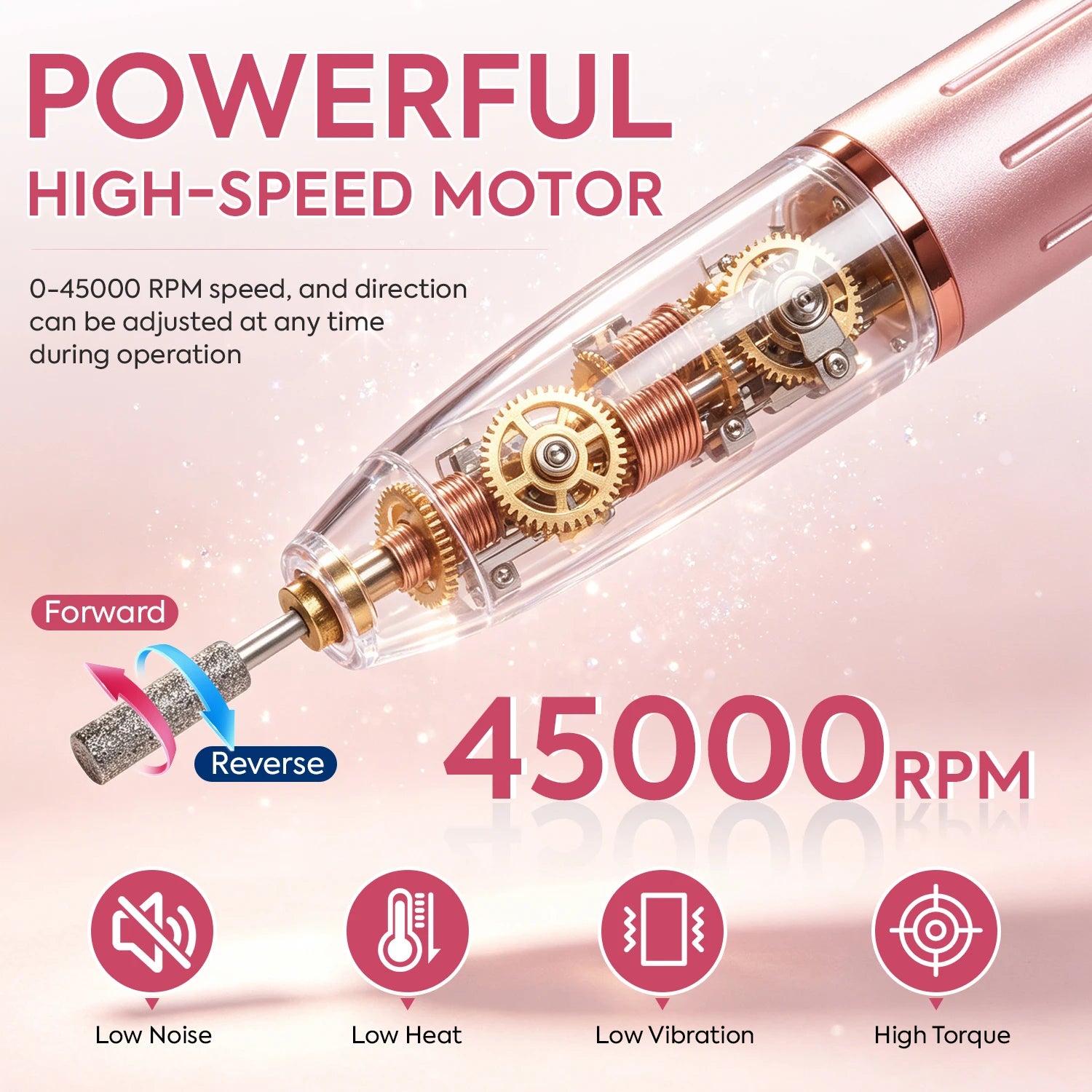 Electric Nail Drill Machine — 45000 RPM Rechargeable Manicure Kit