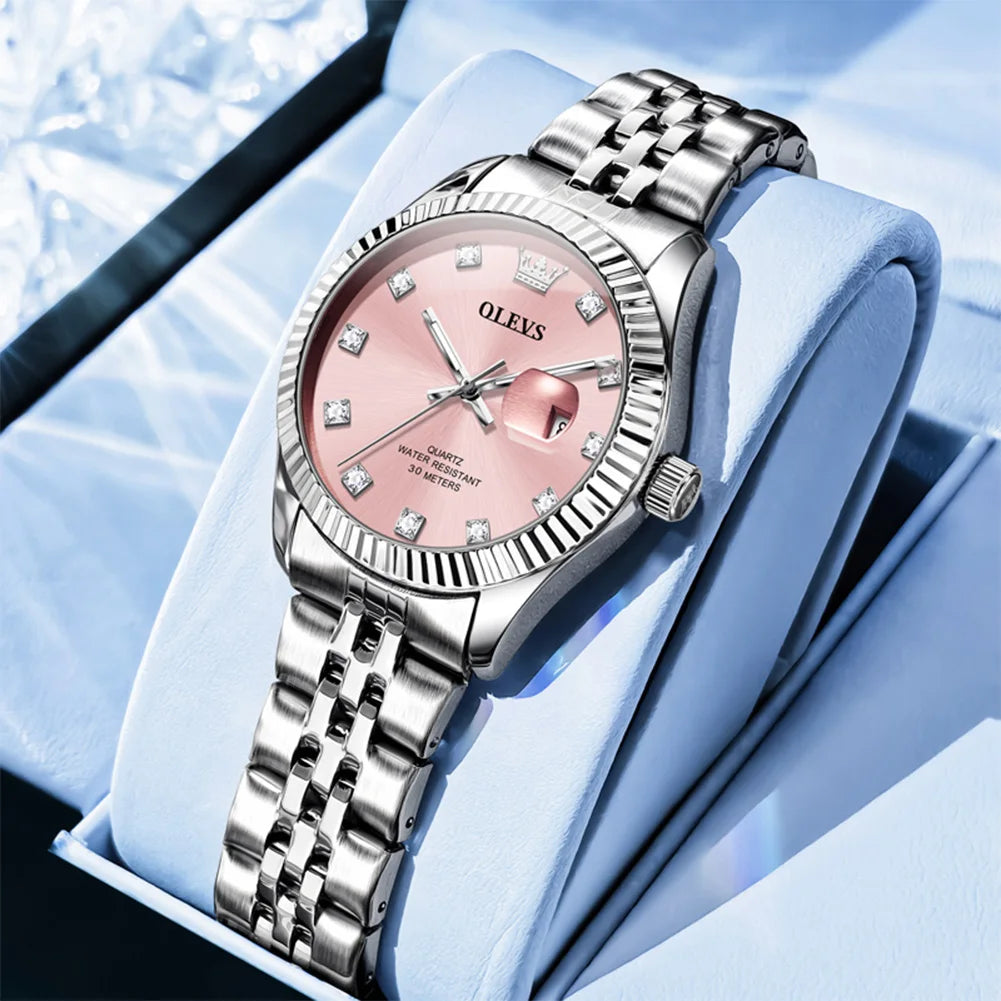 OLEVS Women's Elegant Quartz Watch — Stainless Steel Fashion Accessory