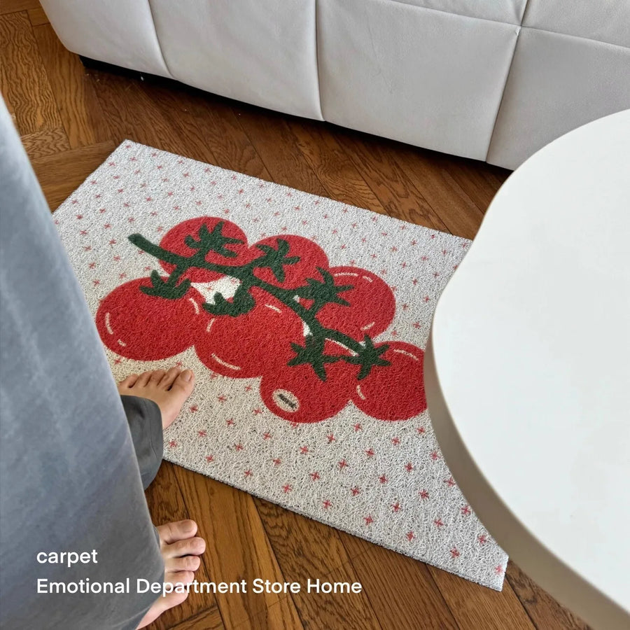 Cherry Fruit Polka Dot Welcome Mat — Anti-Slip PVC Coil Doormat