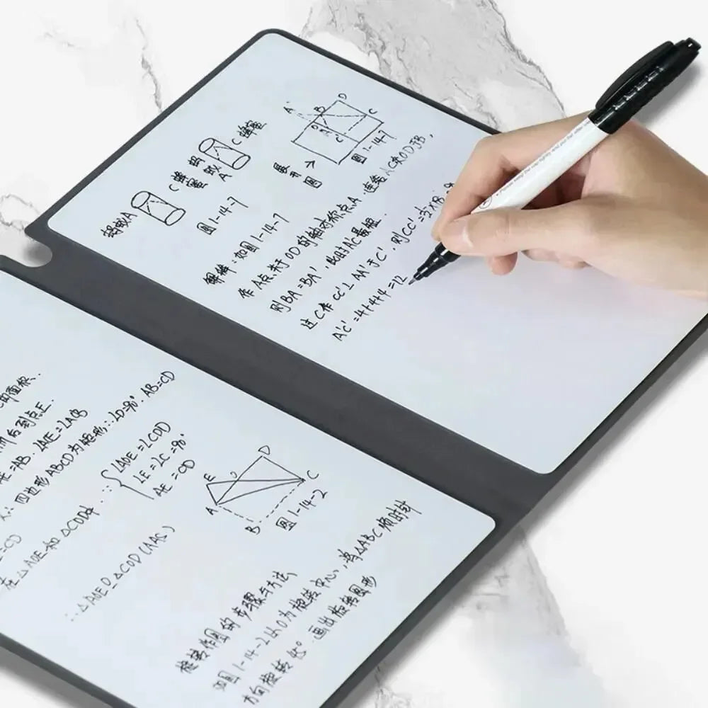Reusable Whiteboard Notebook Set — Portable Weekly Planner with Leather Cover