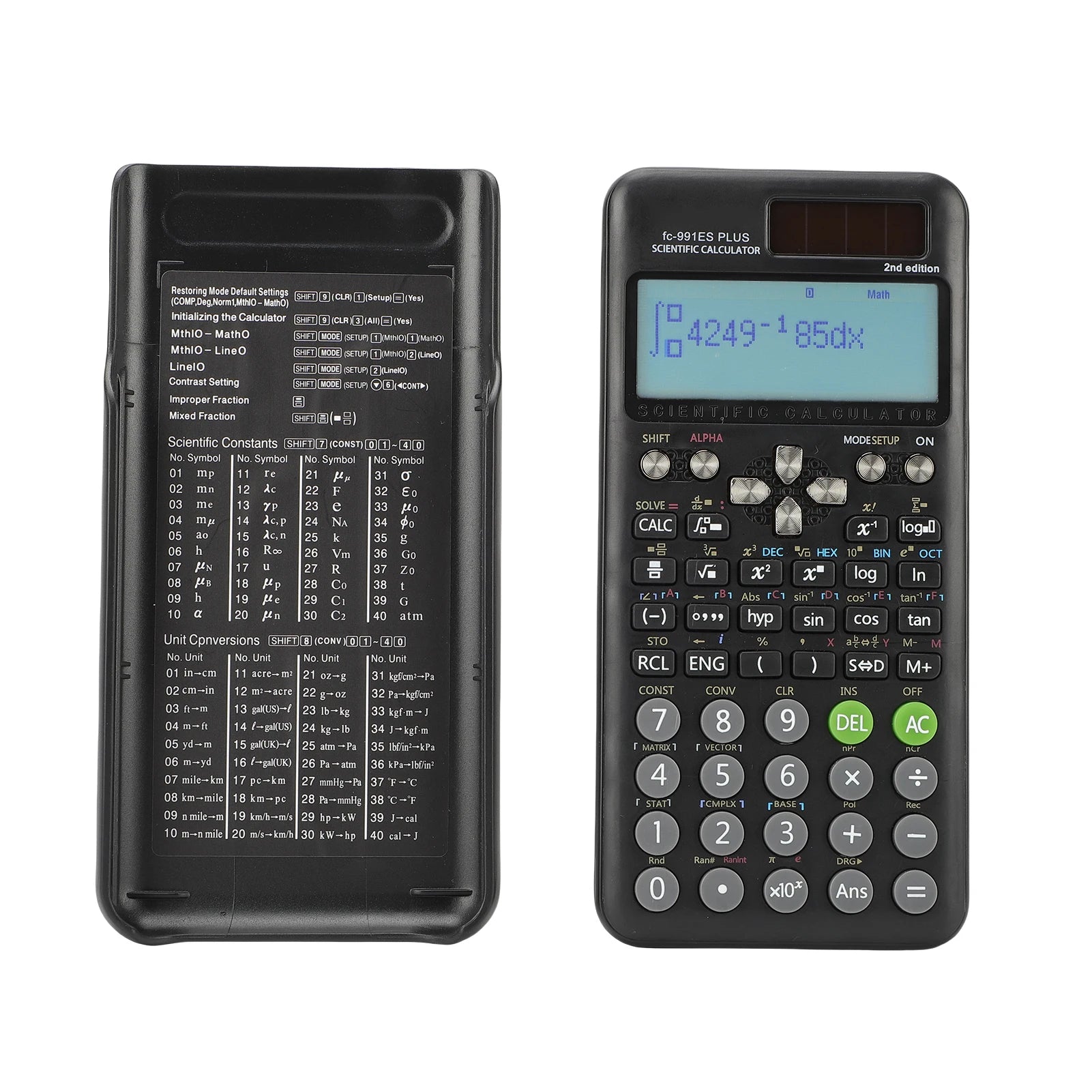 Scientific Math Calculator — 417 Functions with 10+2 Digit Display