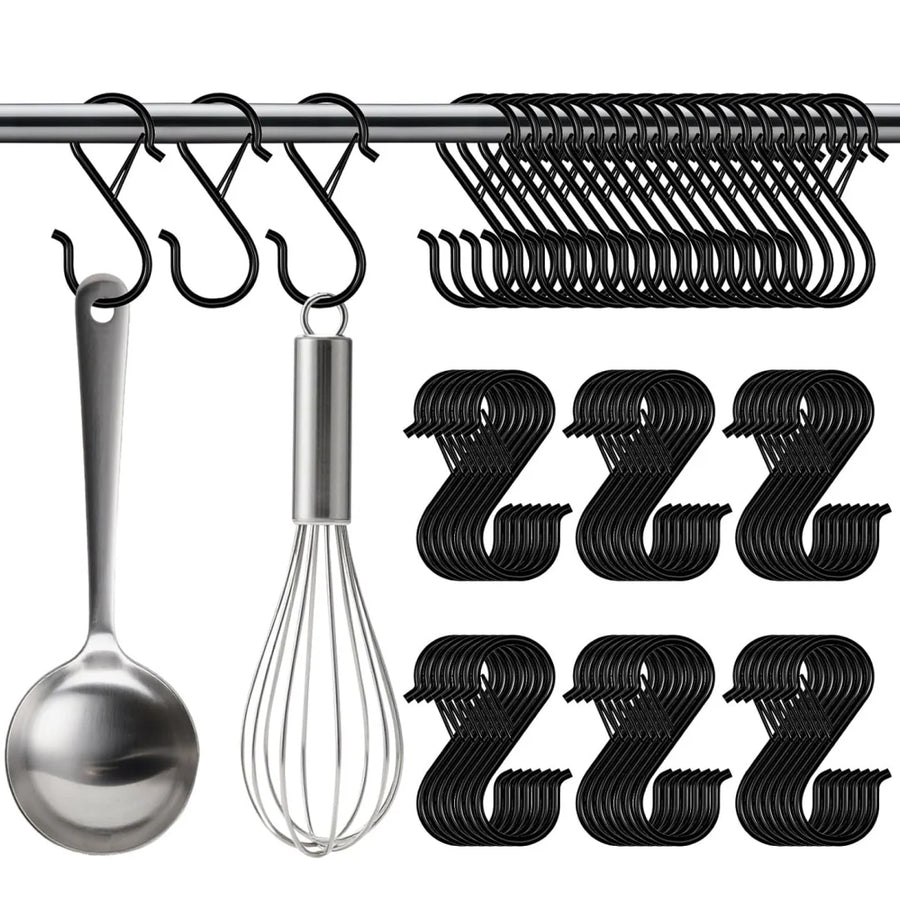 Stainless Steel S-Shaped Hooks — Heavy Duty Hanging Clips with Safety Buckles