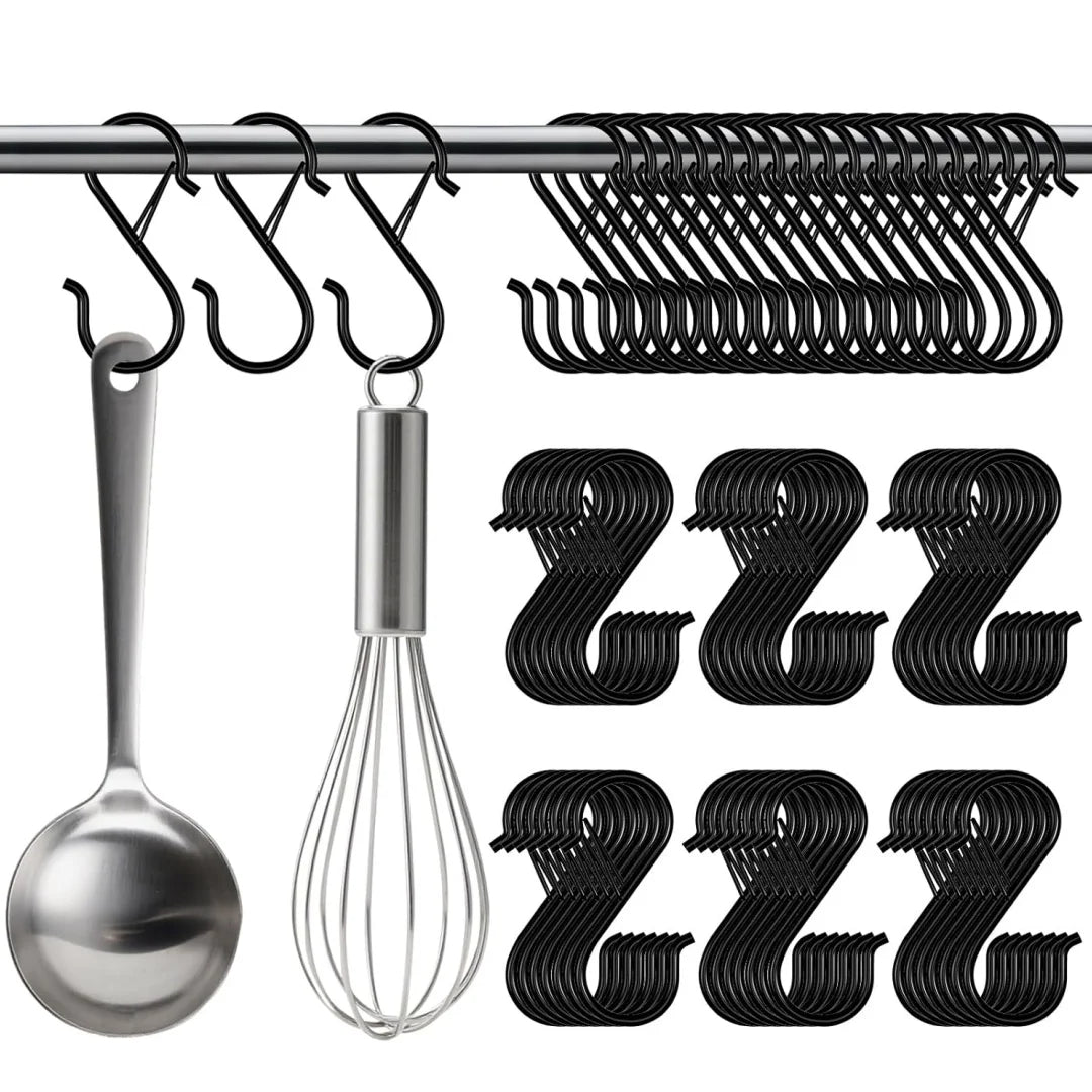 Stainless Steel S-Shaped Hooks — Heavy Duty Hanging Clips with Safety Buckles