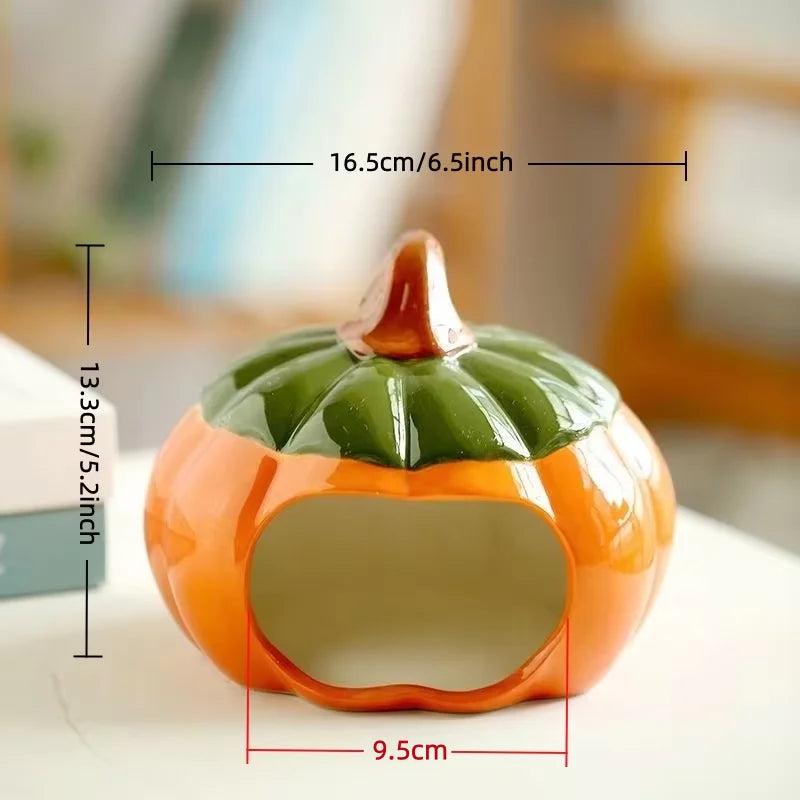 Ceramic Pumpkin Pet House — Cozy Hideout for Small Animals