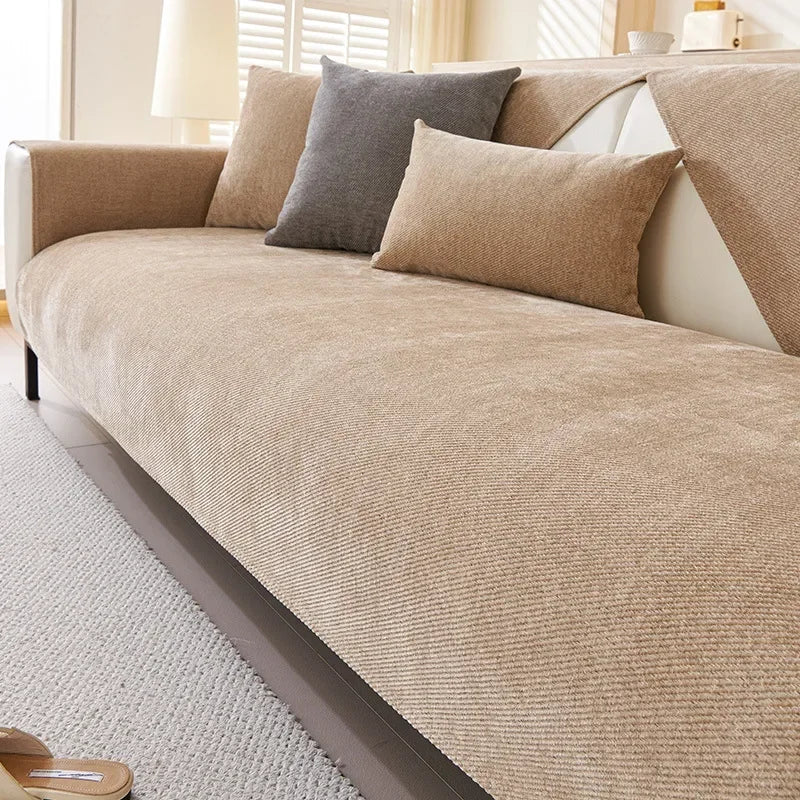 Chenille Sofa Cushion Cover — Non-Slip Jacquard Knit Protector