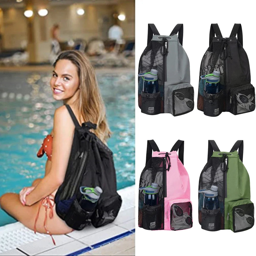 vakind Drawstring Sports Backpack — Lightweight Mesh Beach Bag