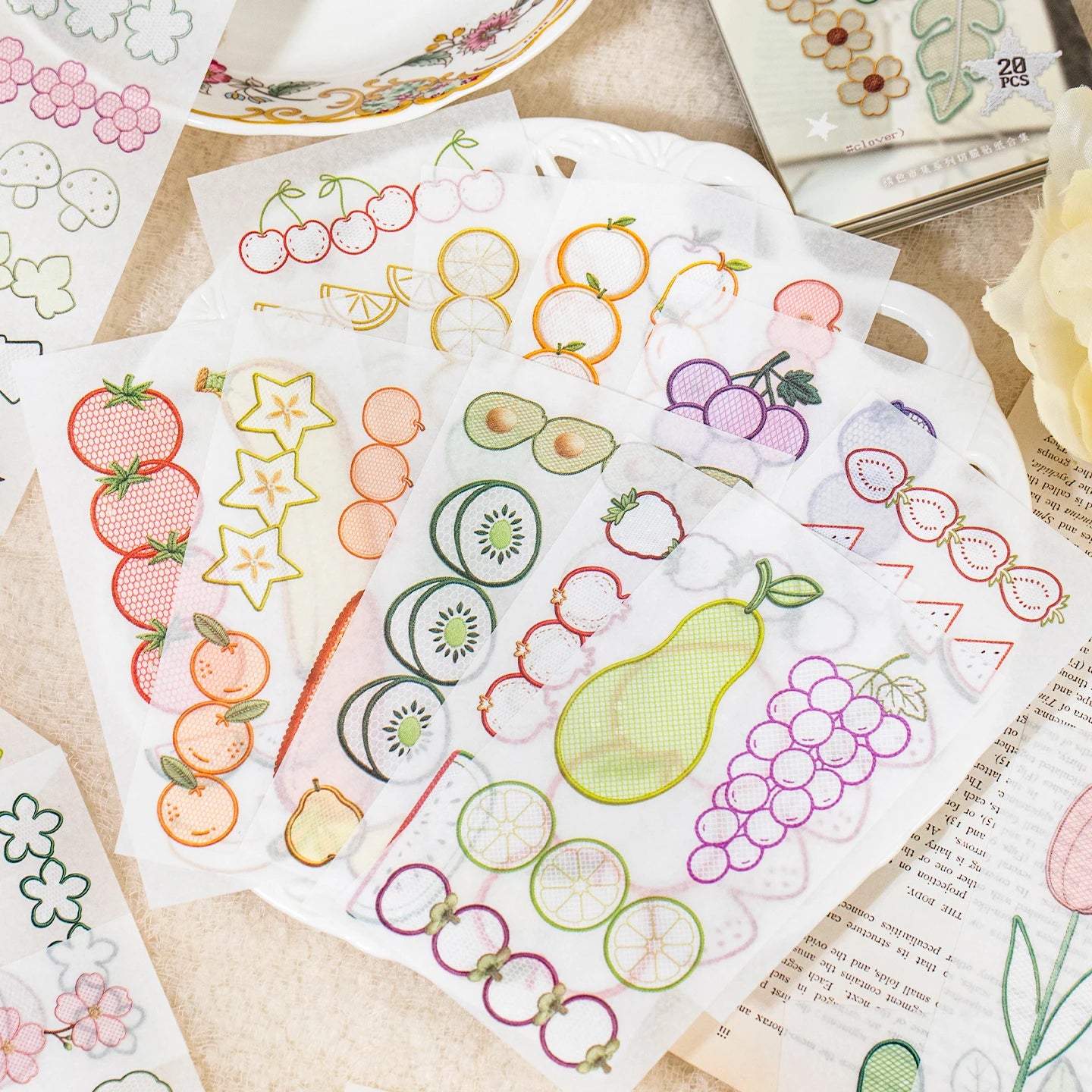 Plant and Fruit Series Sticker Book — Aesthetic Die-Cut Stationery for Scrapbooking