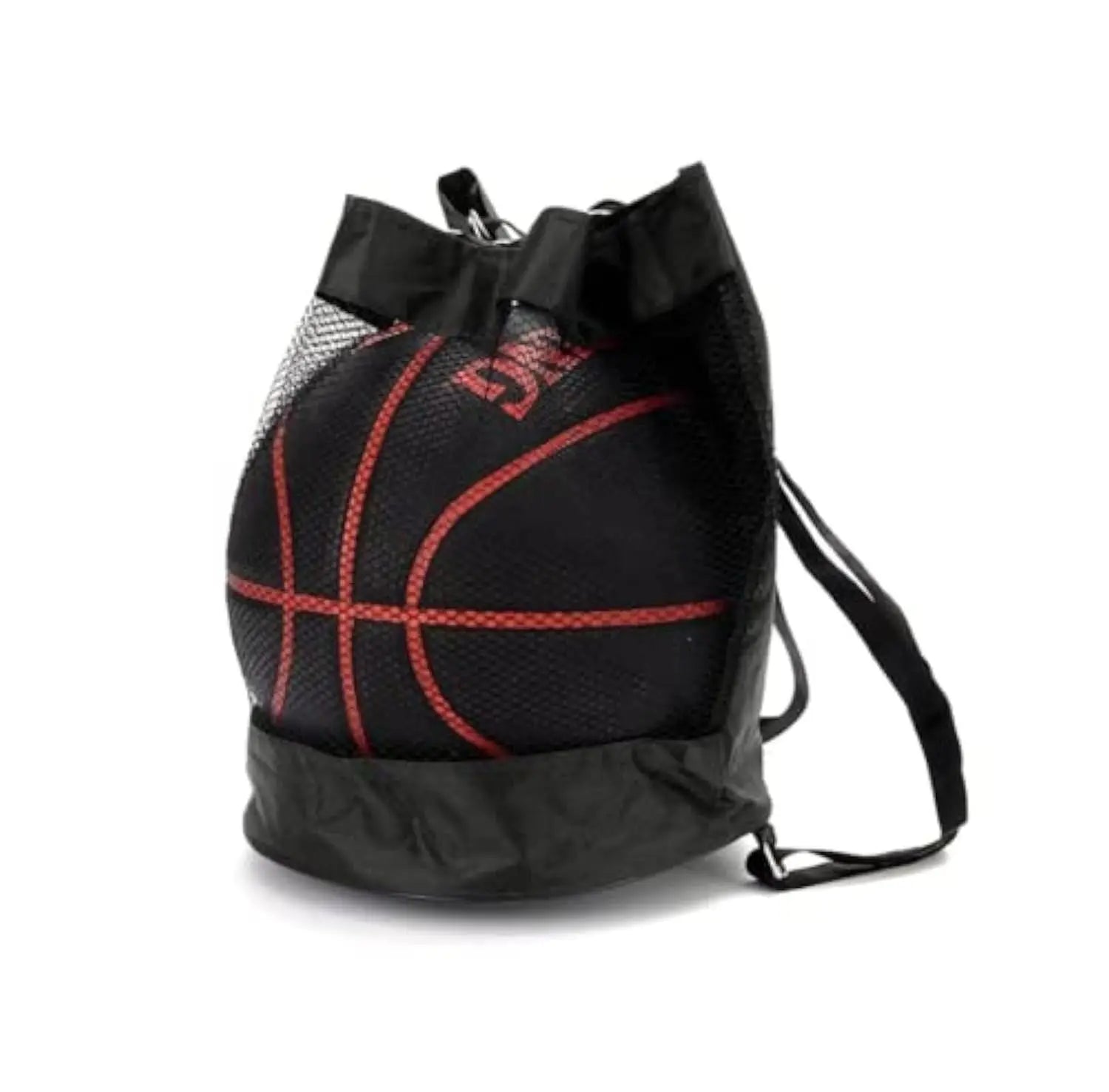 Drawstring Sports Ball Bag — Lightweight Mesh Storage Backpack, Black
