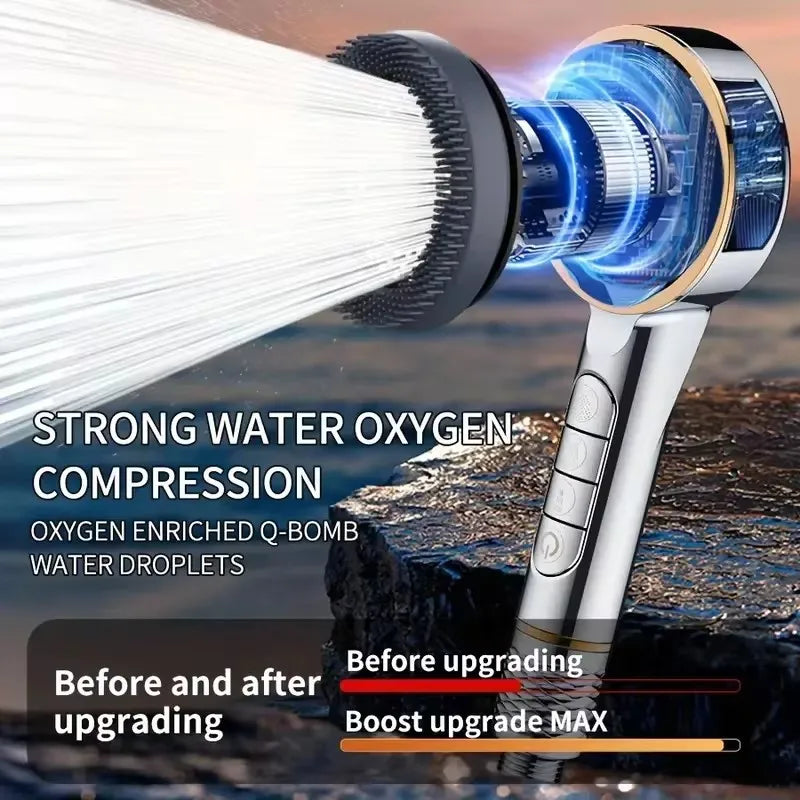 High Pressure Filtered Shower Head — Four-Speed Adjustable Rainfall Spray