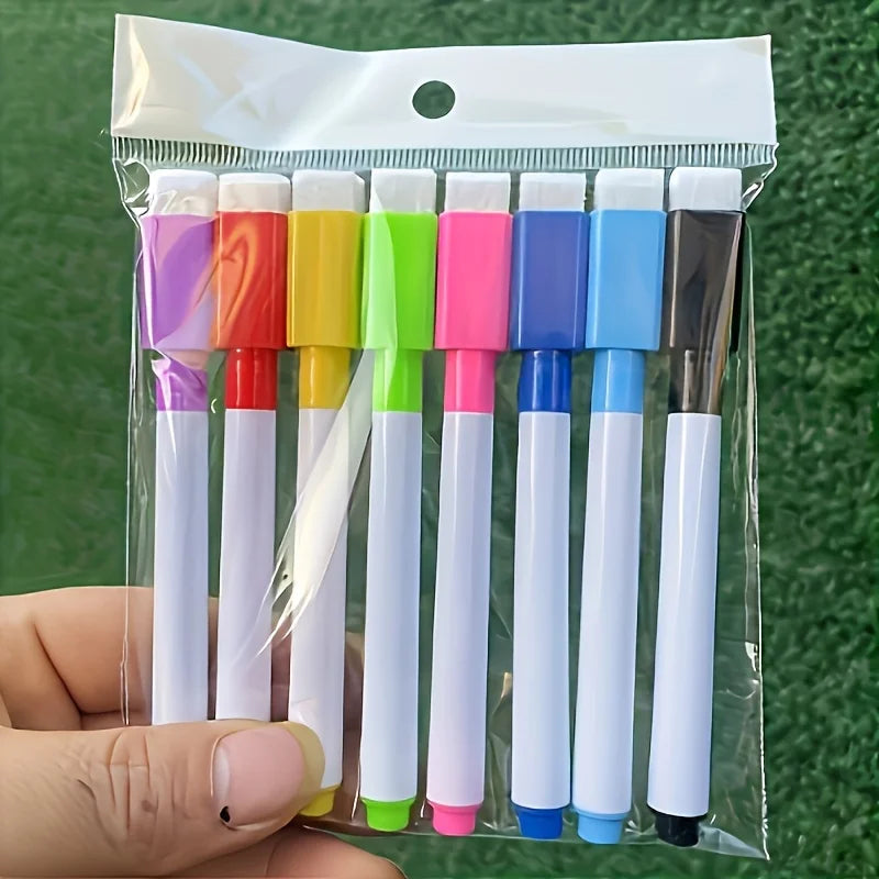 Dry Erase Whiteboard Markers — Dust-Free Quick Dry Writing Pens, 8 Colors